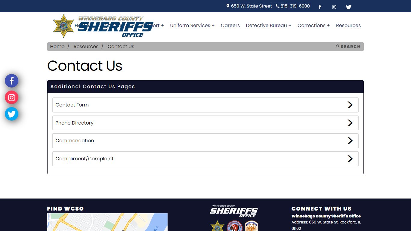 Winnebago Sheriff - Contact Us